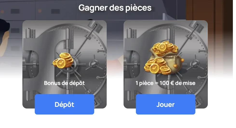 Page Gagner des pièces de la boutique Millionz Casino